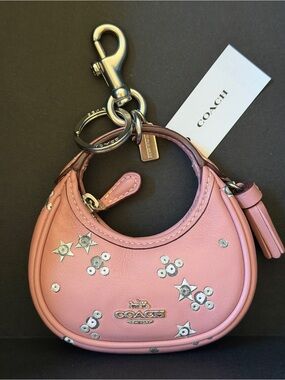 Coach Bag Charm/ Coin Purse Dusty Pink w/ star and circle prints